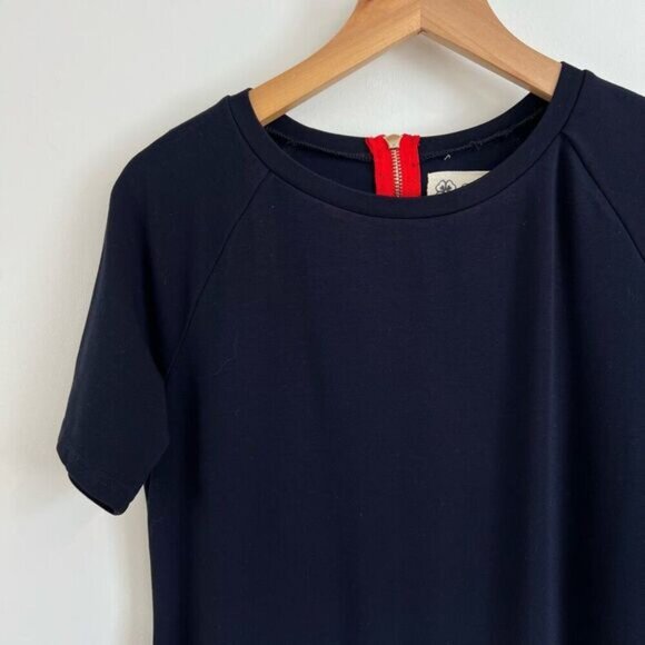 Vintage Onze Montreal Women’s Medium Navy Blue Short Sleeve Mini Dress Zipper - Picture 12 of 13